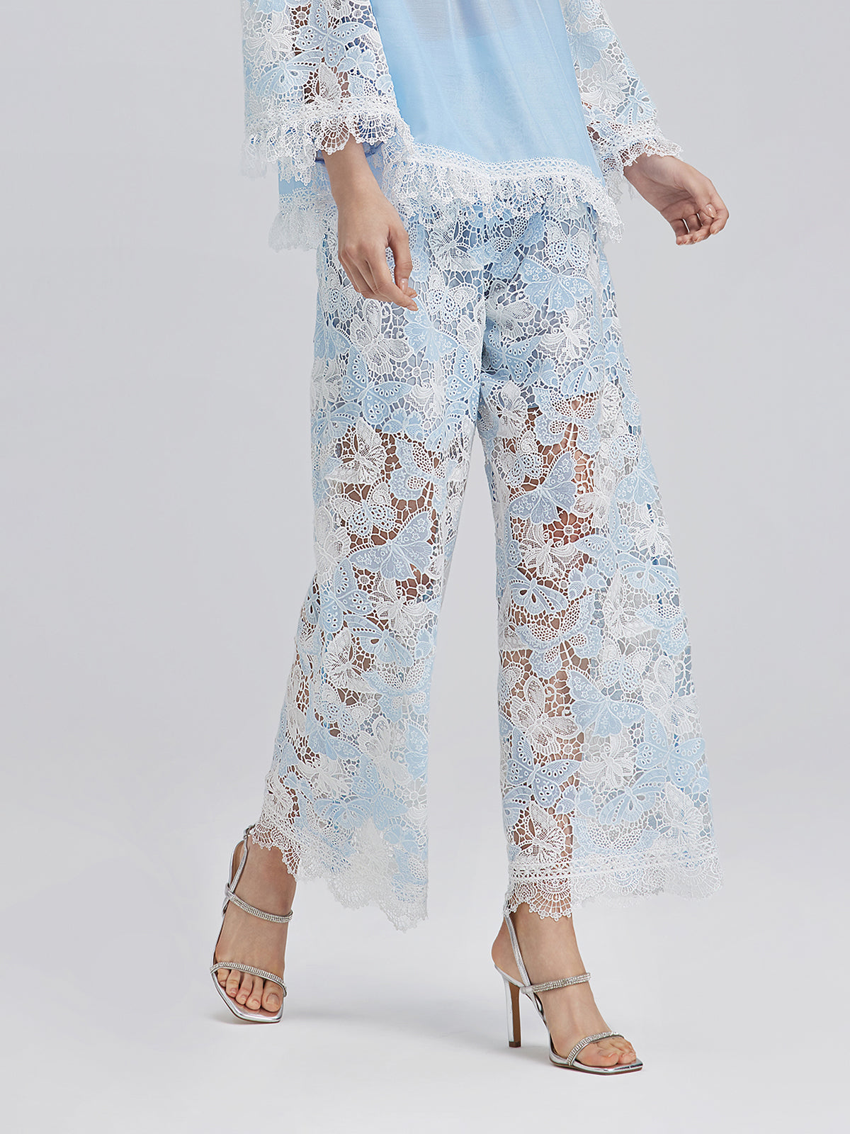 Two-Tone Lace Baroque Butterfly Trousers