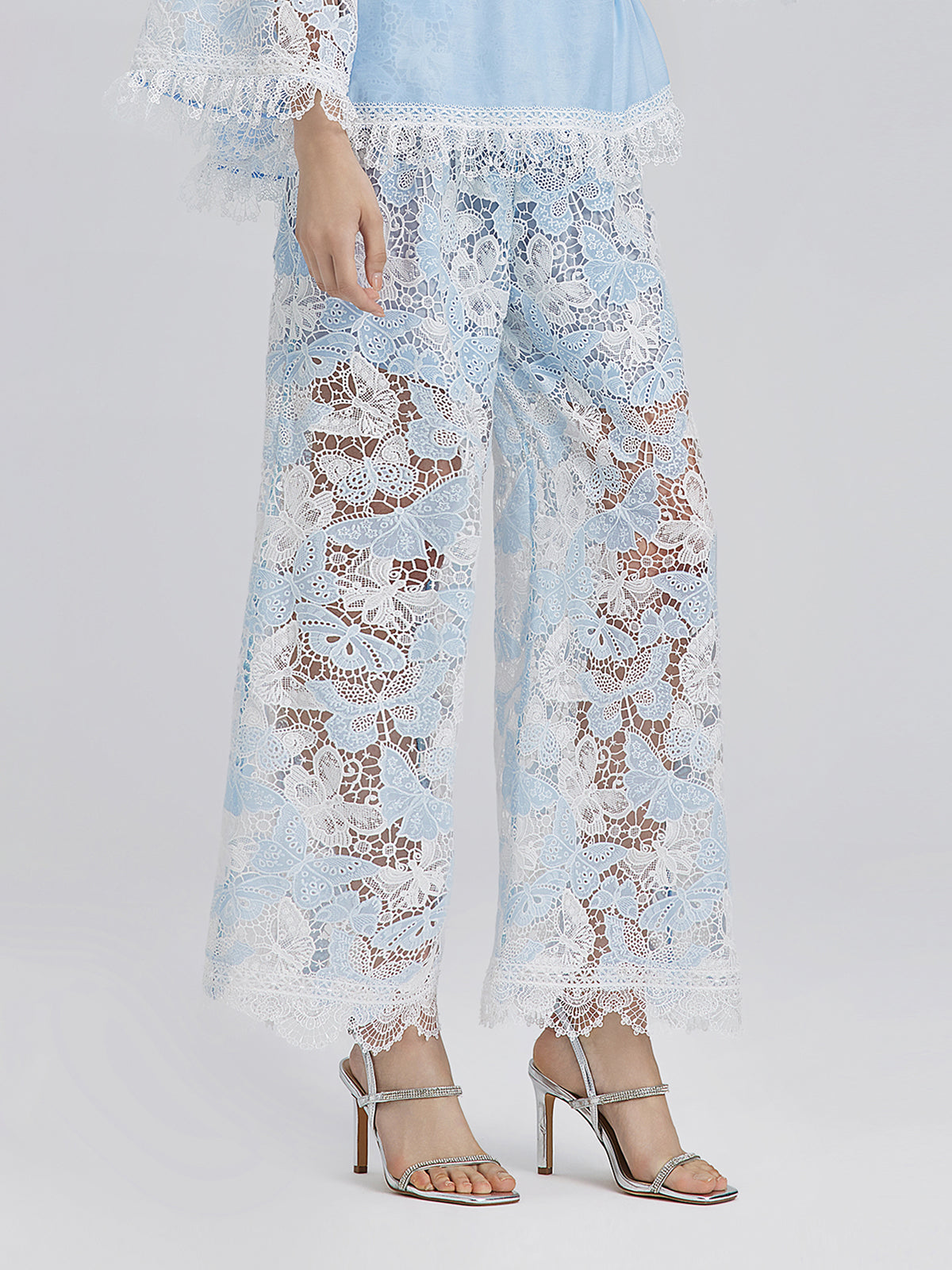 Two-Tone Lace Baroque Butterfly Trousers