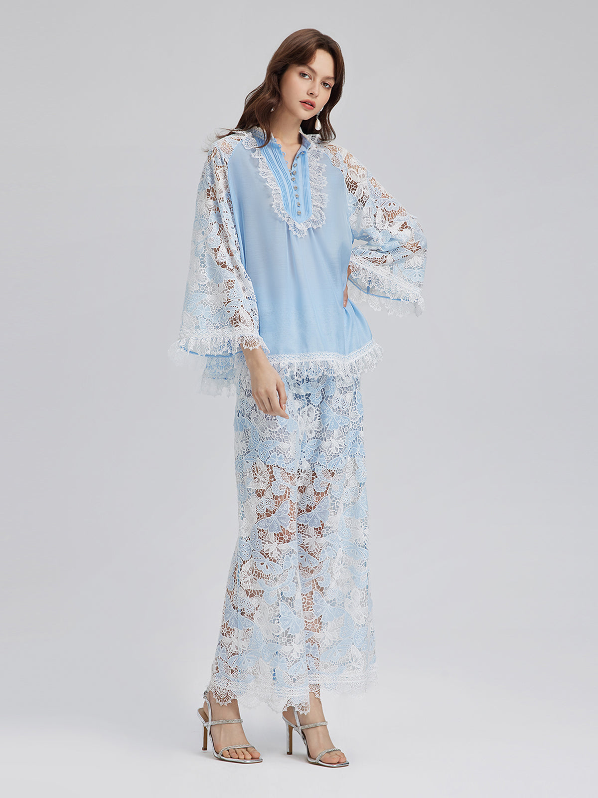 Two-Tone Lace Baroque Butterfly Trousers