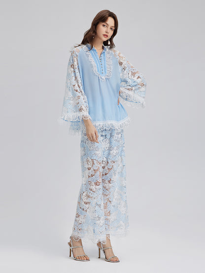 Two-Tone Lace Baroque Butterfly Trousers