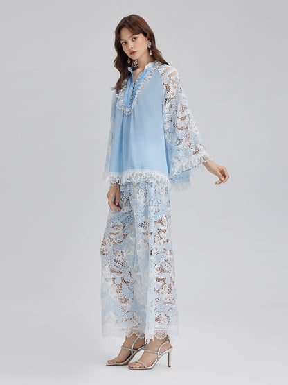 Two-Tone Lace Baroque Butterfly Top
