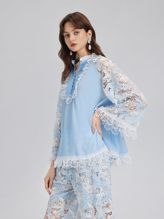 Two-Tone Lace Baroque Butterfly Top