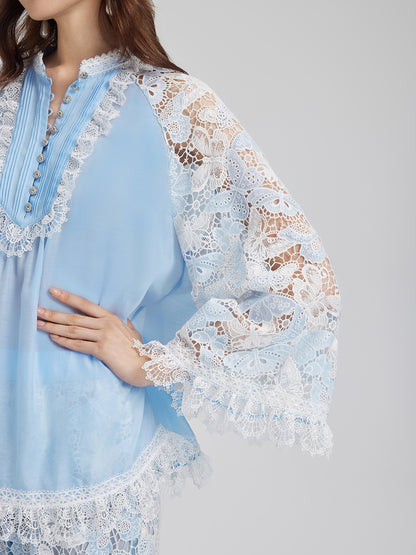 Two-Tone Lace Baroque Butterfly Top