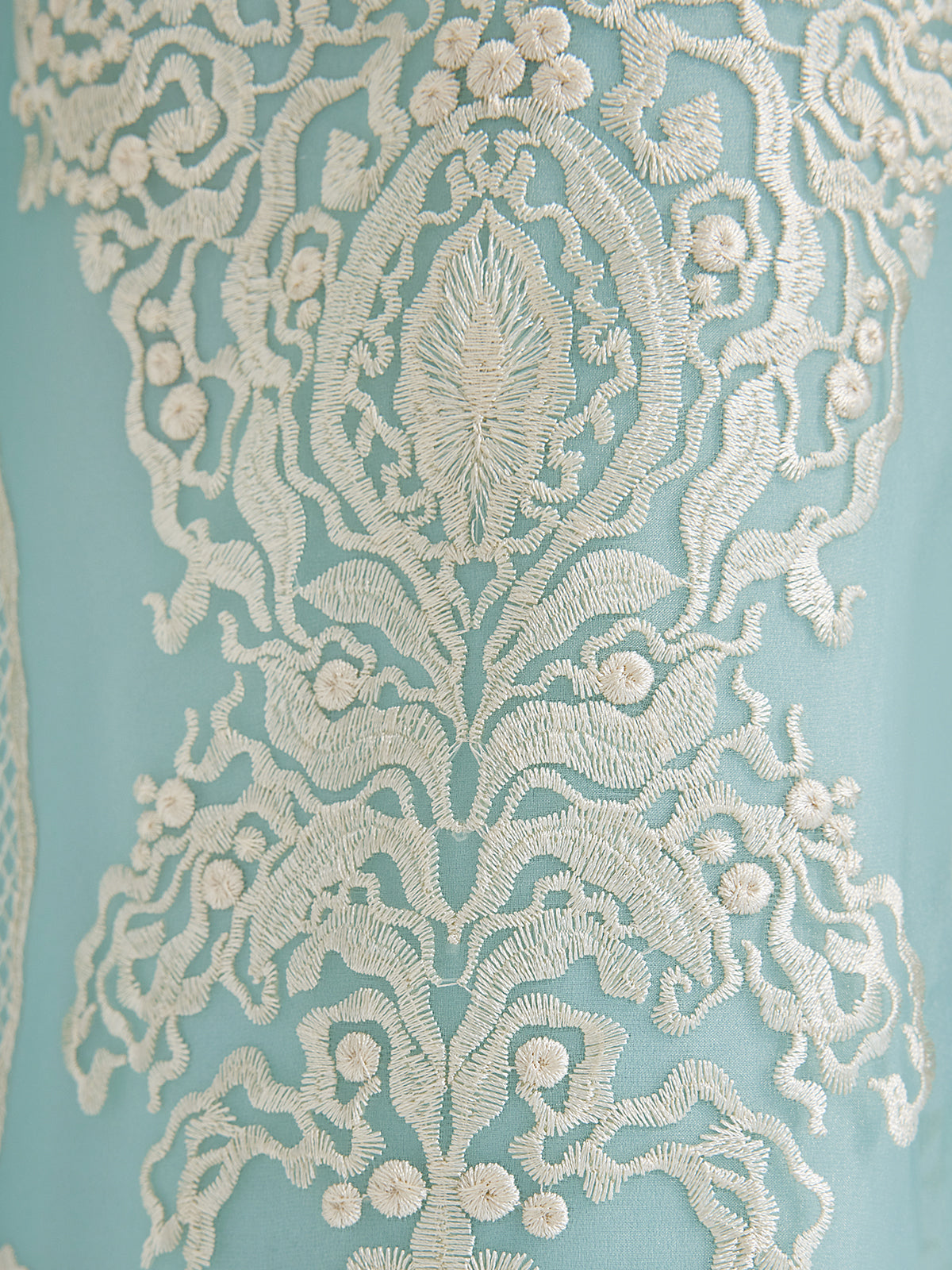 Organza Embroidered Mint Cropped Pants