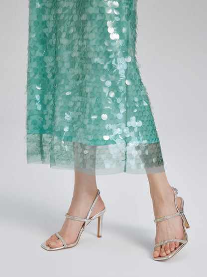 Elastic Sequin Mermaid Mint Skirt