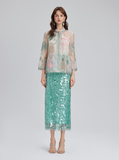 Silk Organza Embroidered Shirt