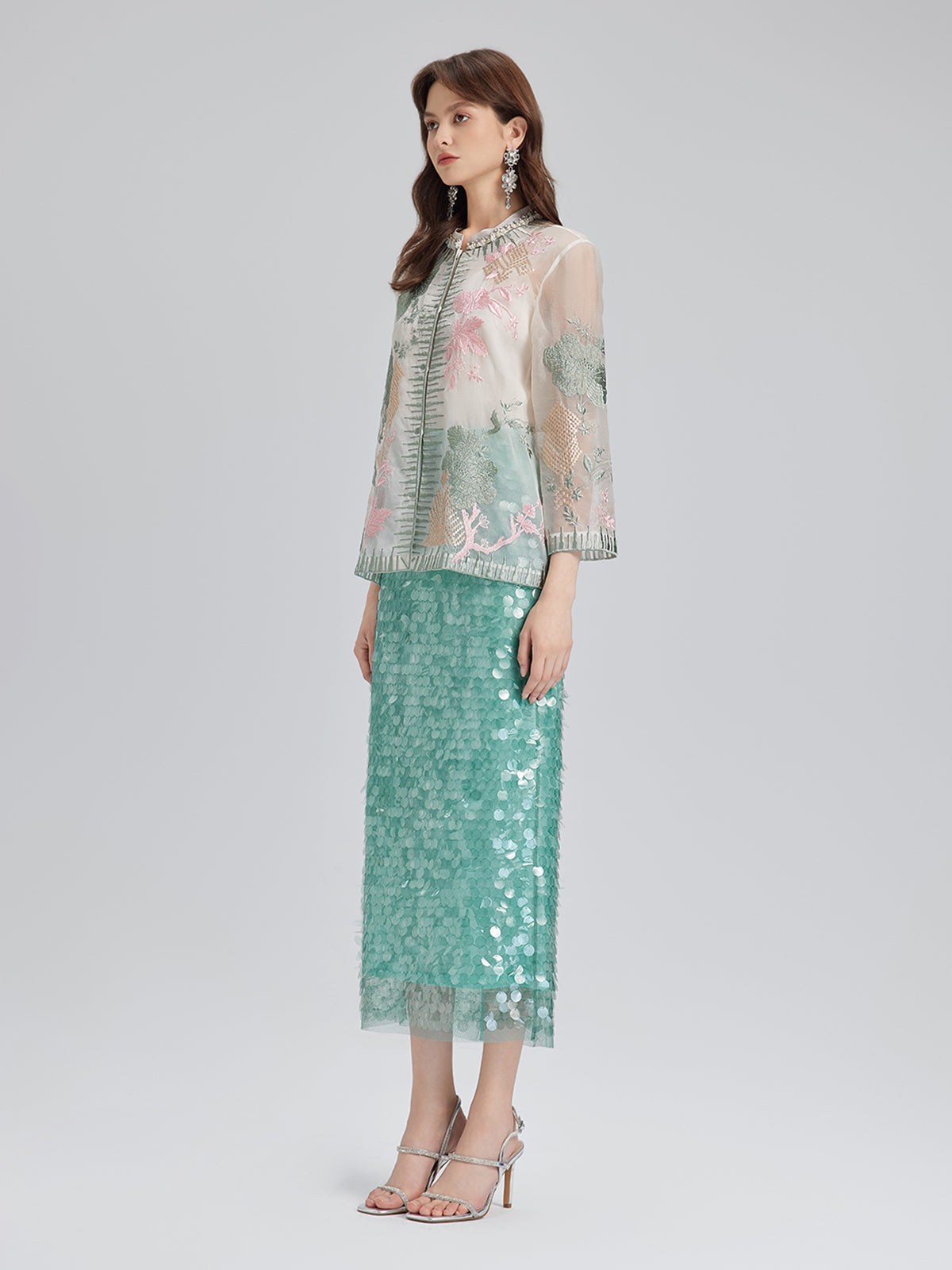 Silk Organza Embroidered Shirt