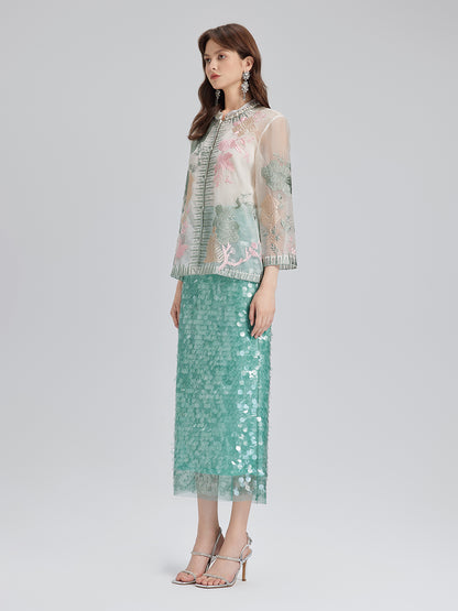 Silk Organza Embroidered Shirt