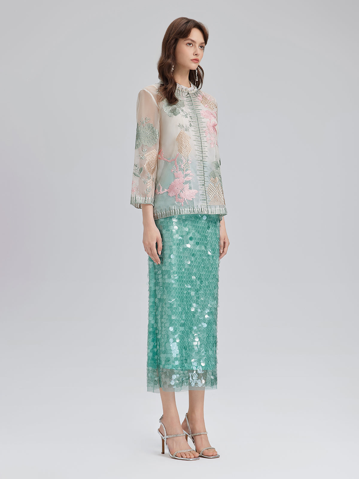 Silk Organza Embroidered Shirt
