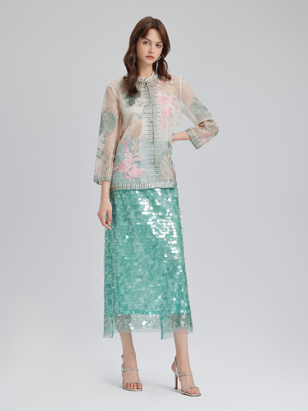 Silk Organza Embroidered Shirt