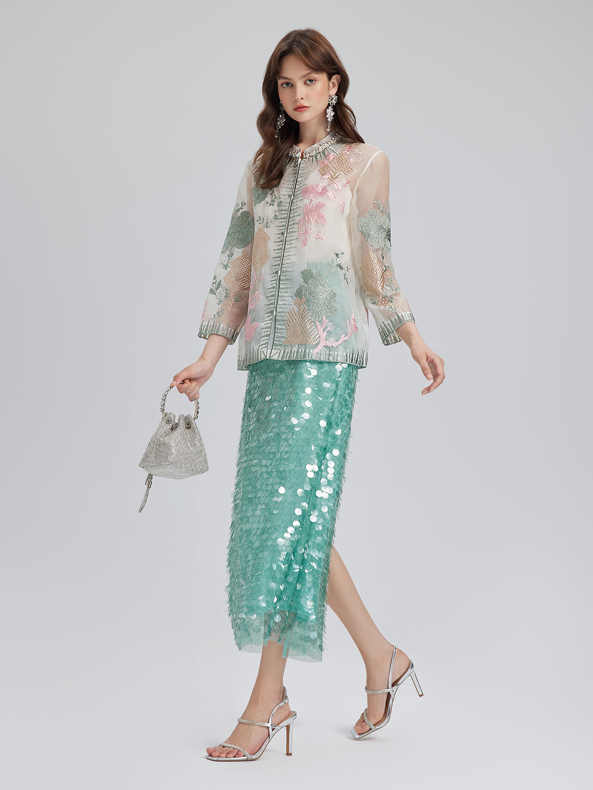 Silk Organza Embroidered Shirt