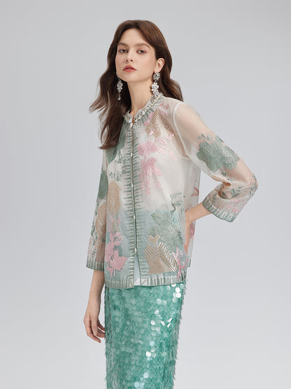 Silk Organza Embroidered Shirt
