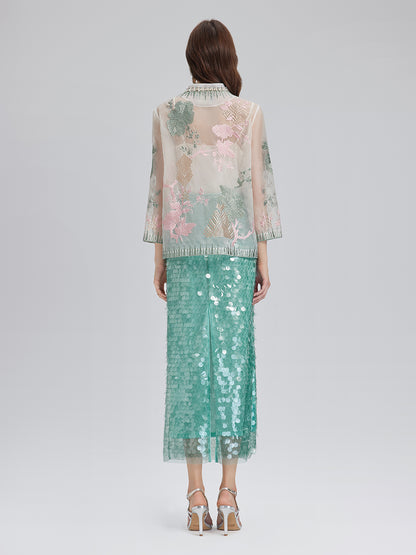 Silk Organza Embroidered Shirt