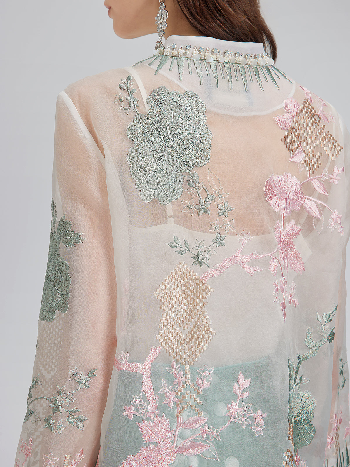 Silk Organza Embroidered Shirt