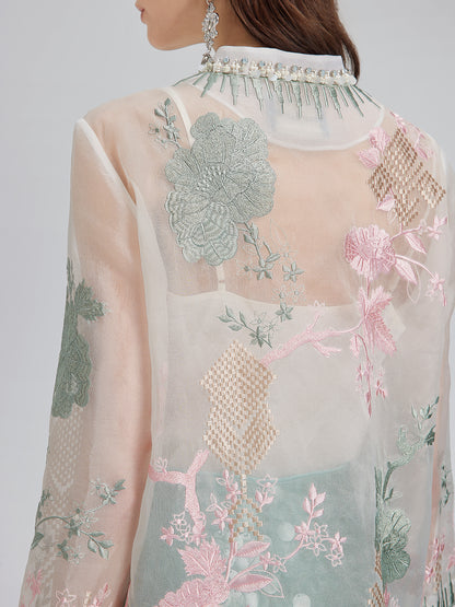 Silk Organza Embroidered Shirt