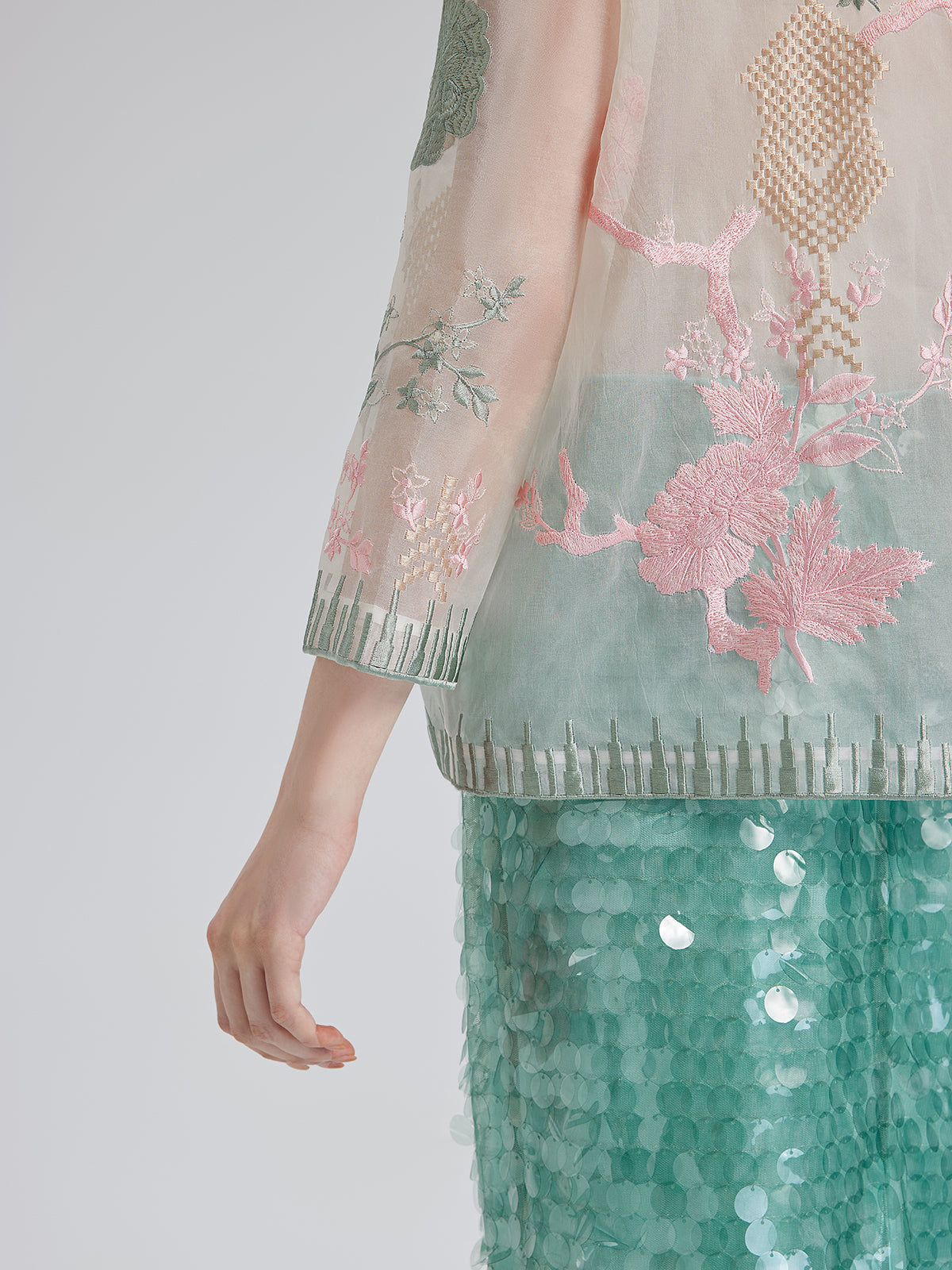 Silk Organza Embroidered Shirt