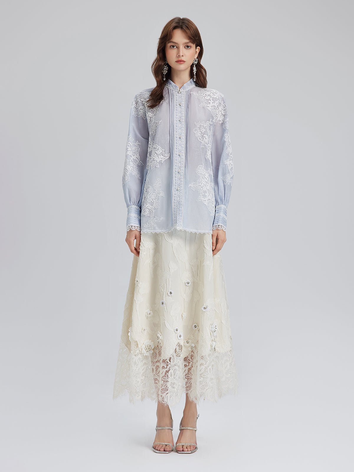 Handcrafted Patchwork Linen-Blend Lace Shirt