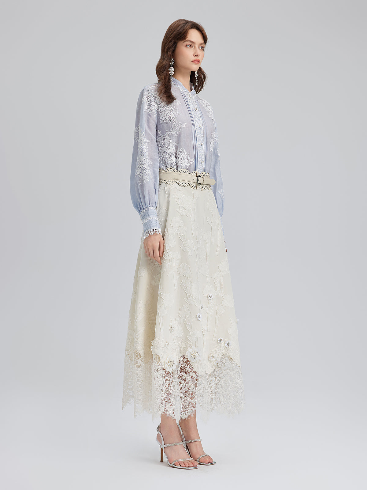 Handcrafted Patchwork Linen-Blend Lace Shirt