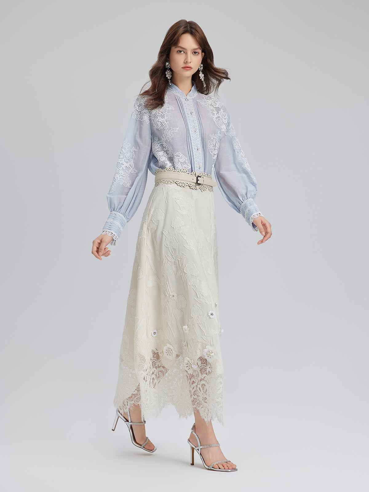 Handcrafted Patchwork Linen-Blend Lace Shirt
