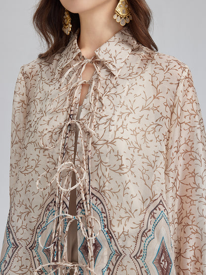 Tie-Front Vintage Floral Top