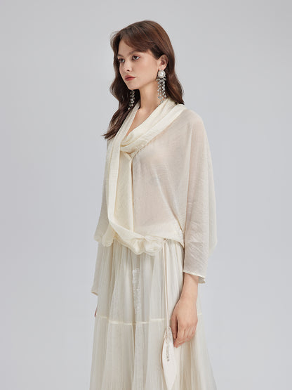 Asymmetric Cowl Neck Acetate Top