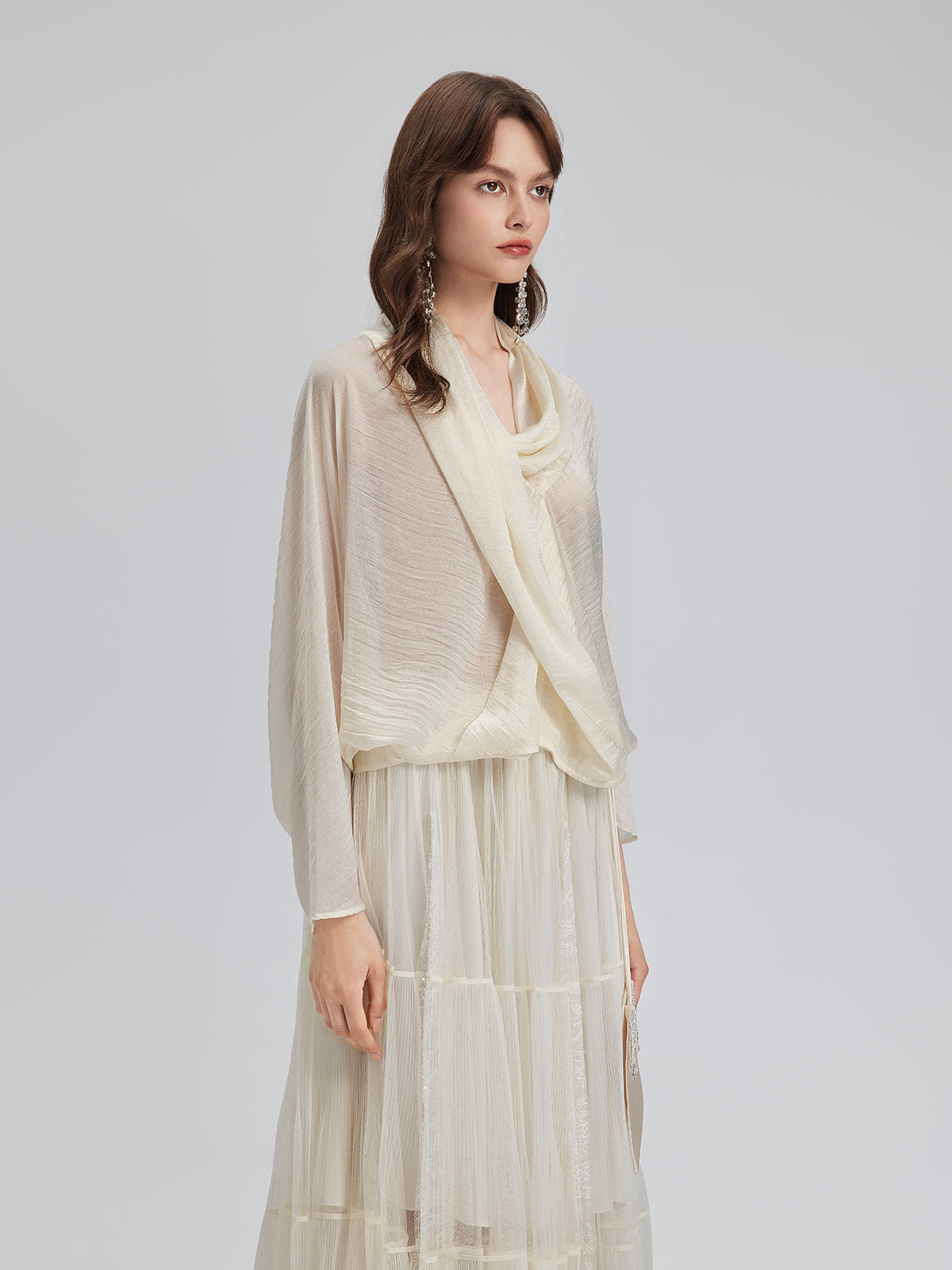 Asymmetric Cowl Neck Acetate Top