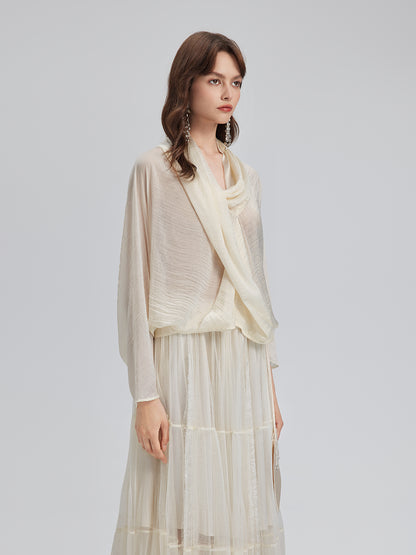 Asymmetric Cowl Neck Acetate Top