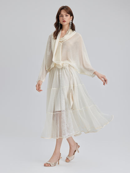 Asymmetric Cowl Neck Acetate Top