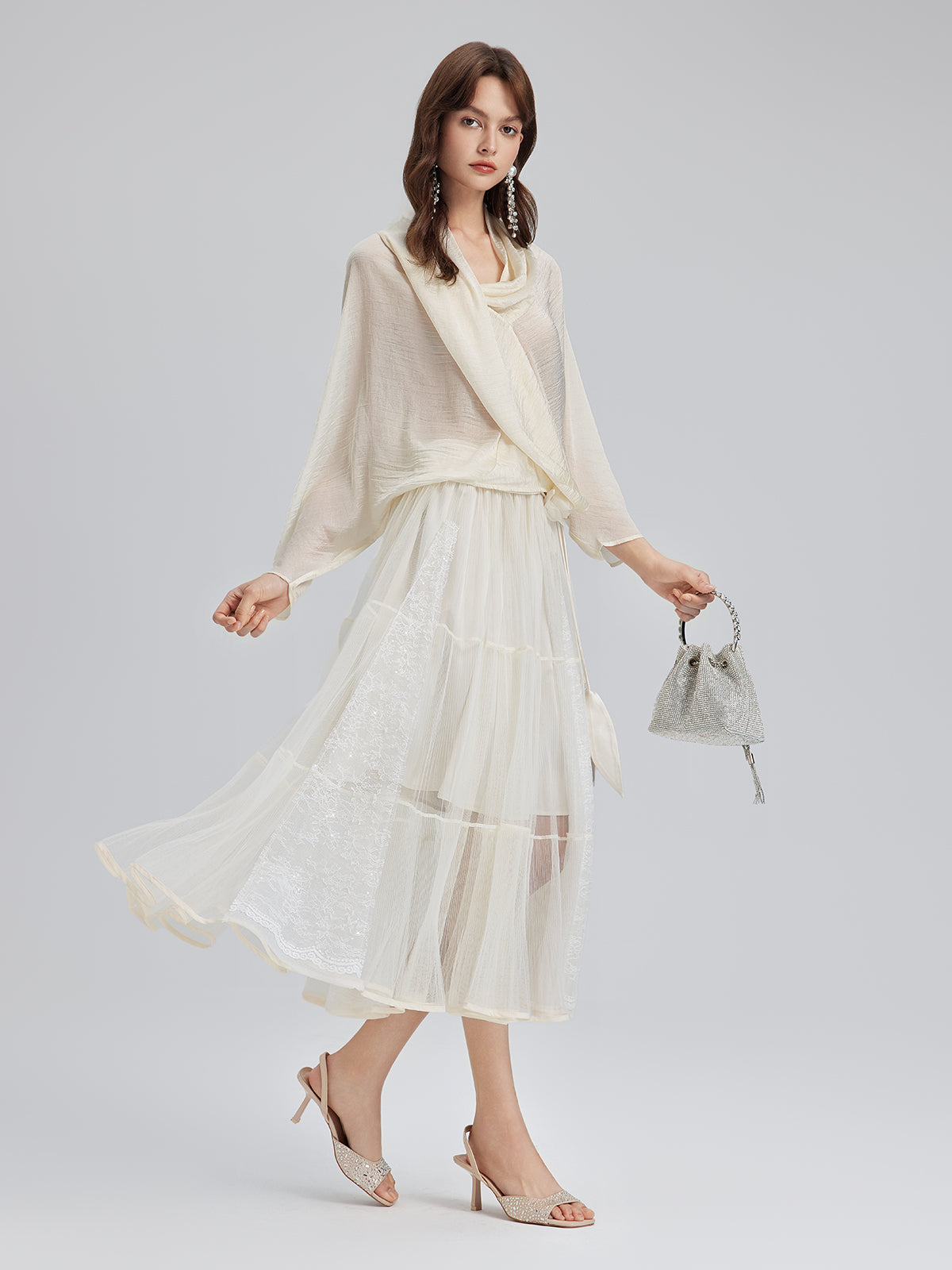 Asymmetric Cowl Neck Acetate Top