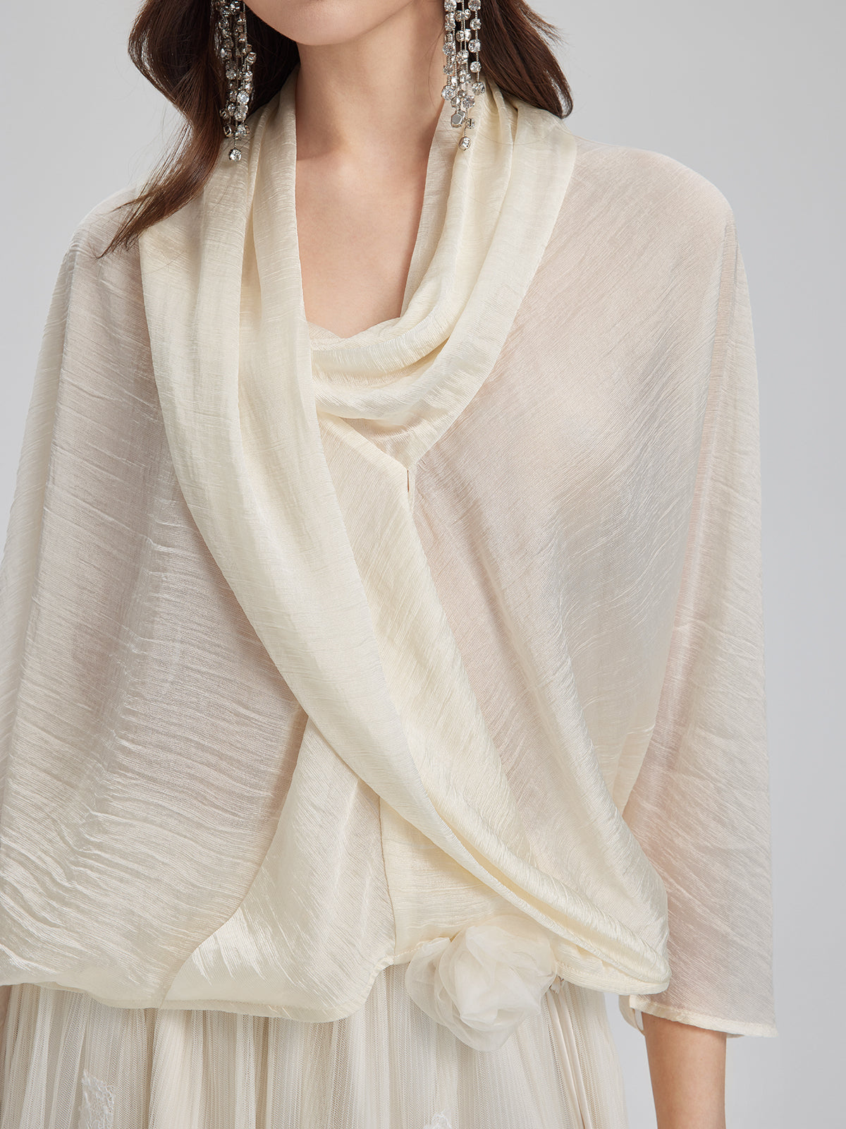 Asymmetric Cowl Neck Acetate Top