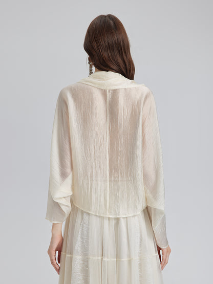 Asymmetric Cowl Neck Acetate Top