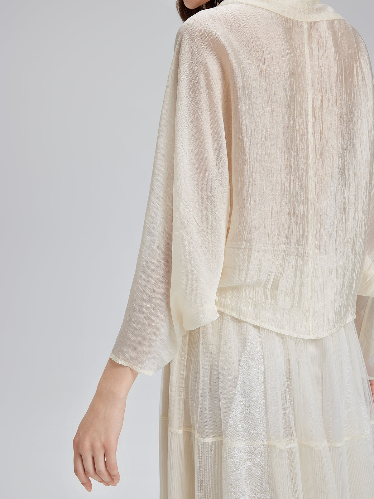 Asymmetric Cowl Neck Acetate Top