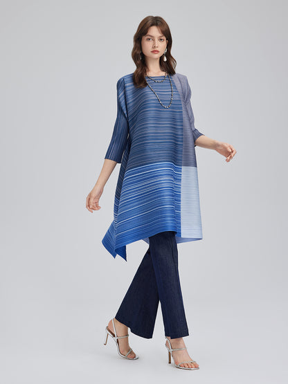 Colorblock Pleated Geometric Dress