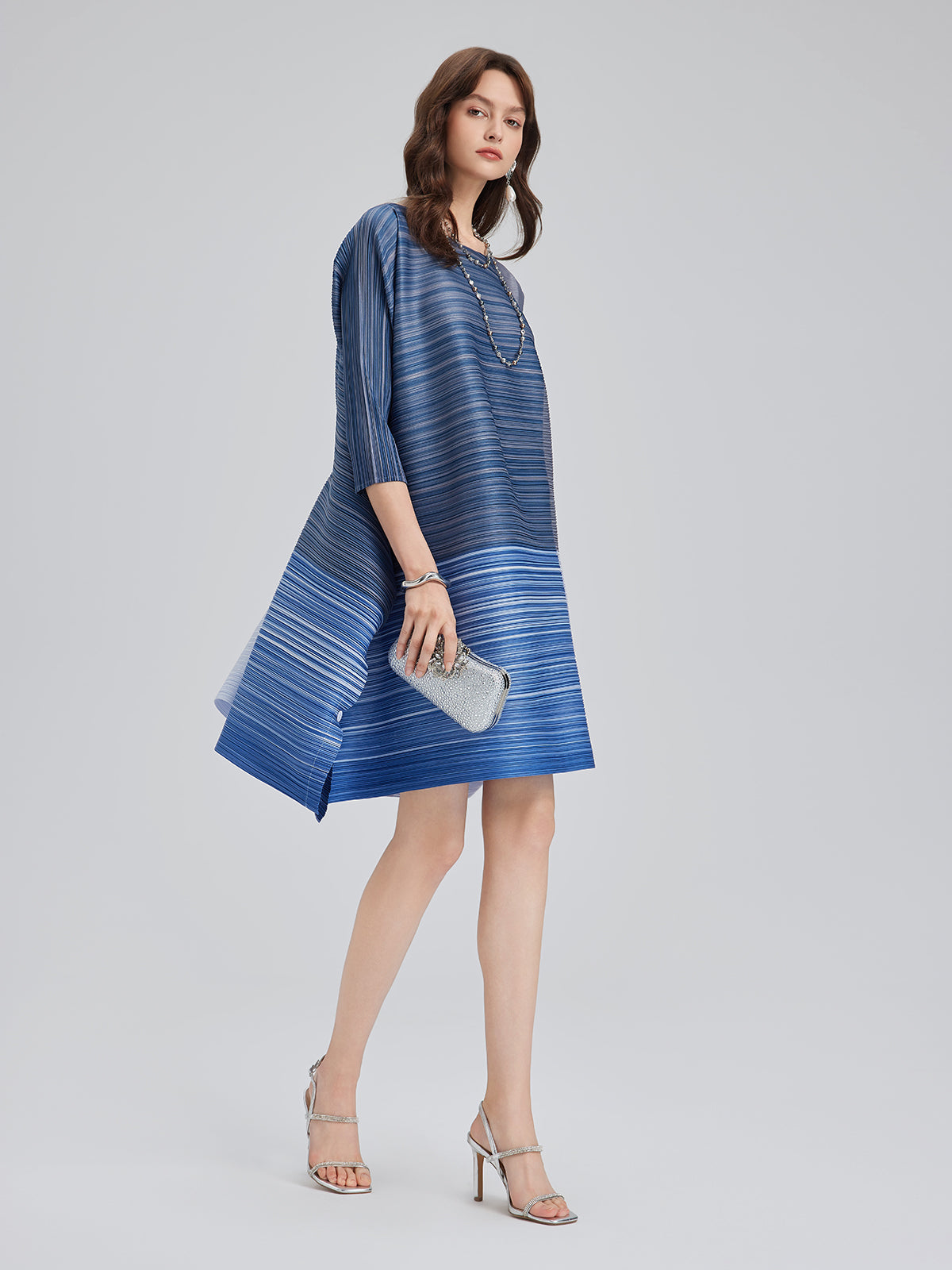 Colorblock Pleated Geometric Dress