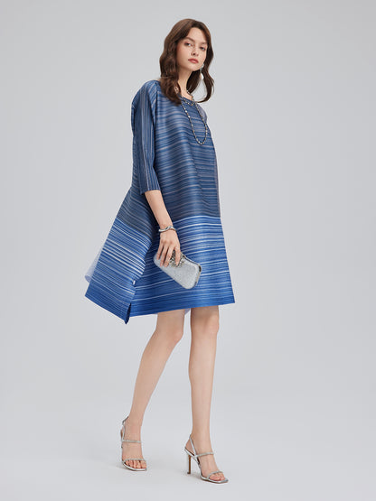 Colorblock Pleated Geometric Dress