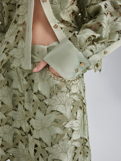 Studded Floral Cutwork Embroidery Set