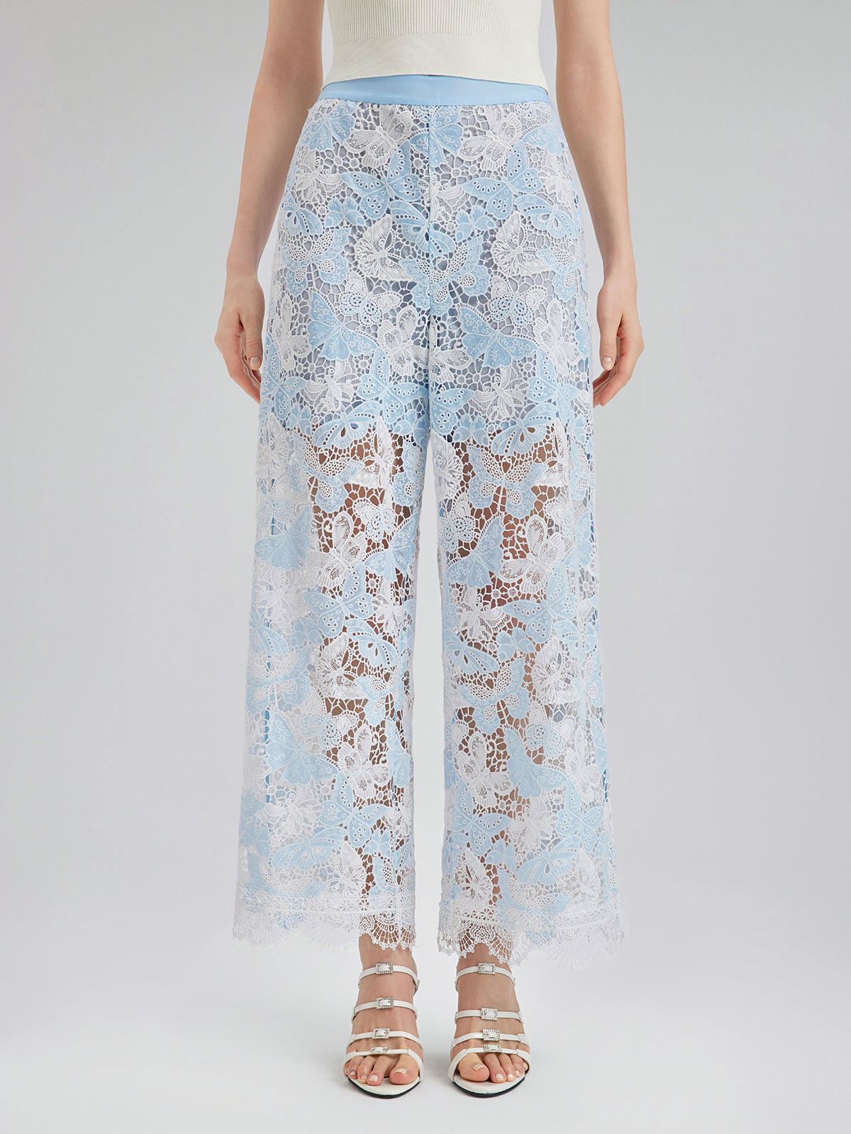 Two-Tone Lace Baroque Butterfly Trousers