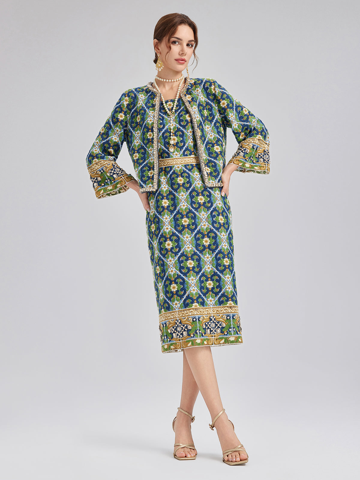Crystal-Trim Guipure Lace Jacket