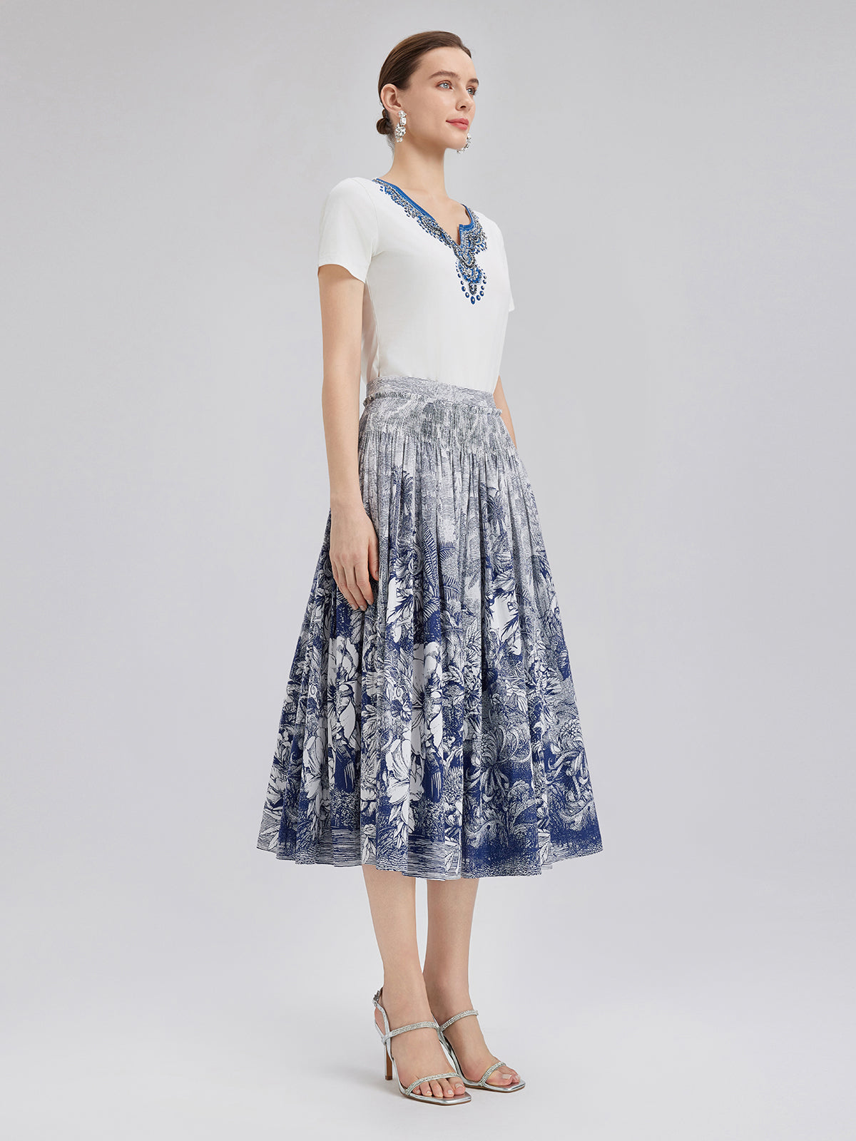 Cotton Printed Hand-Beaded Tee