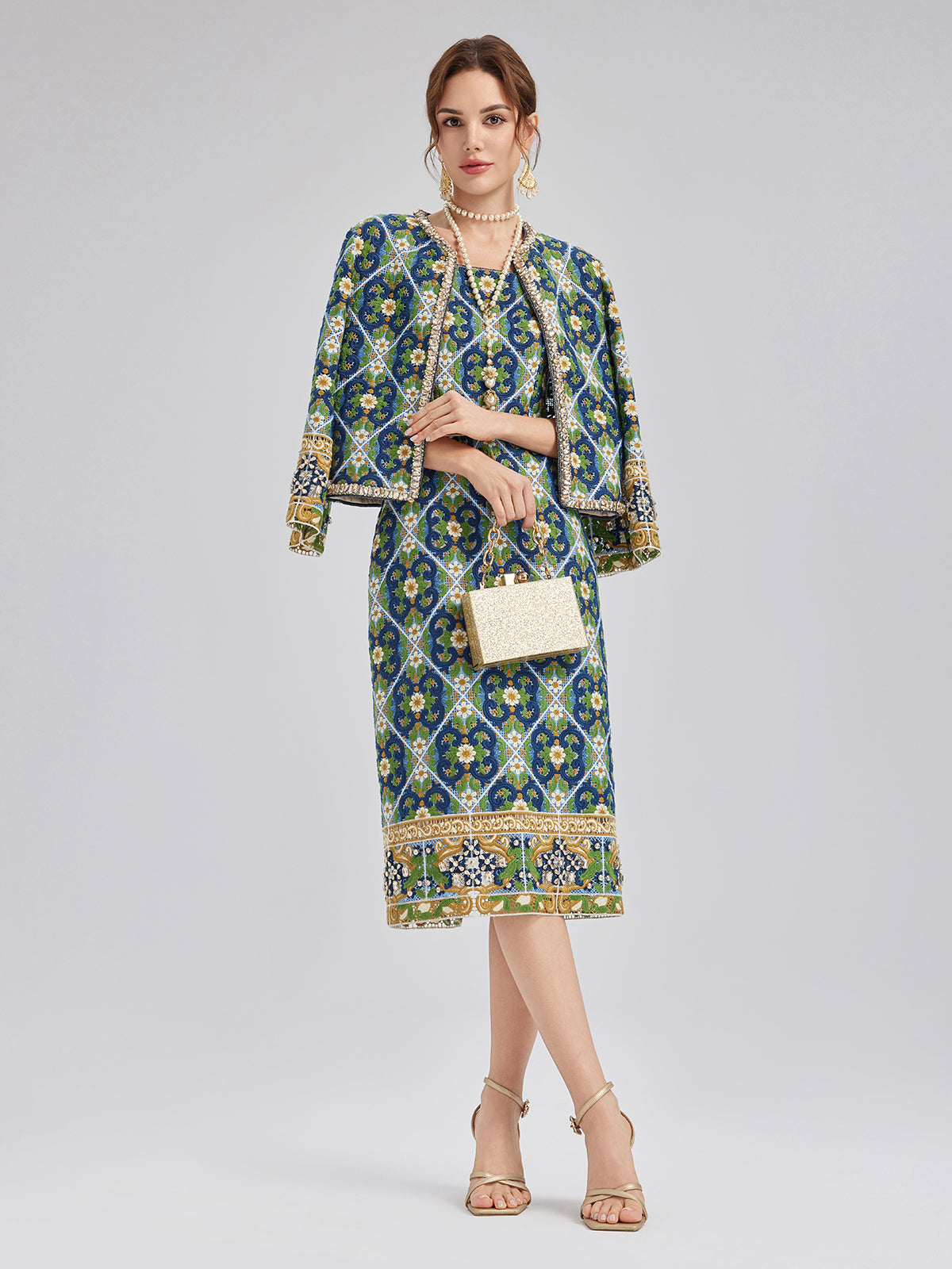 Crystal-Trim Guipure Lace Jacket