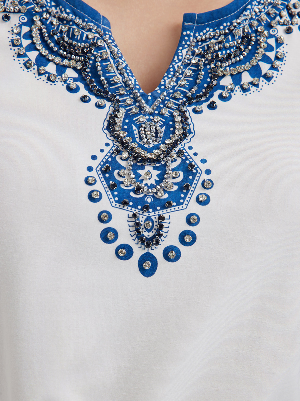 Cotton Printed Hand-Beaded Tee