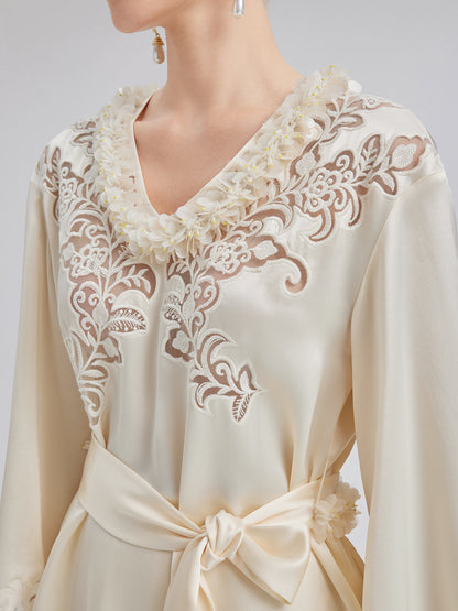 Embroidered Cutout Minimalist Long-Sleeve Top