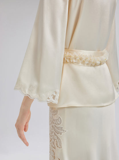 Embroidered Cutout Minimalist Long-Sleeve Top
