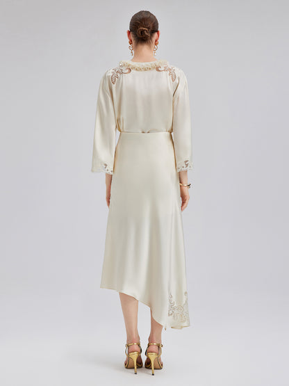 Embroidered Cutout Minimalist Long-Sleeve Top