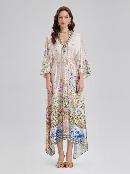 Silk Satin V-Neck Dress