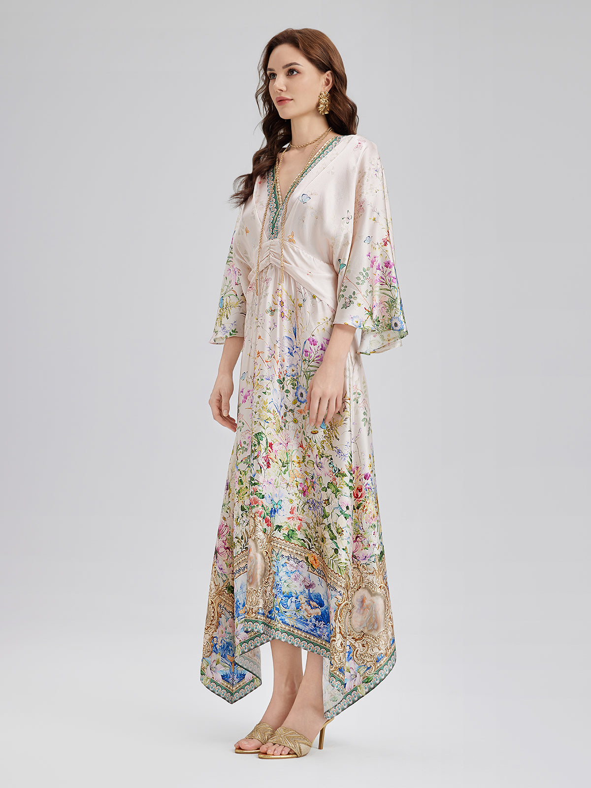 Silk Satin V-Neck Dress