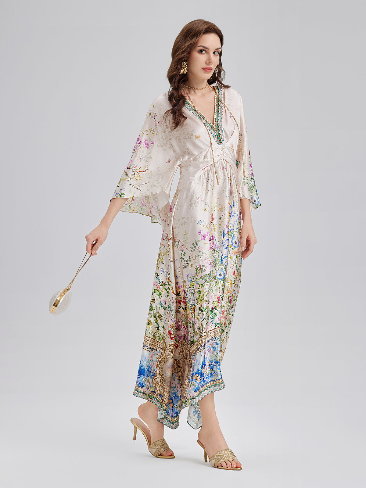 Silk Satin V-Neck Dress