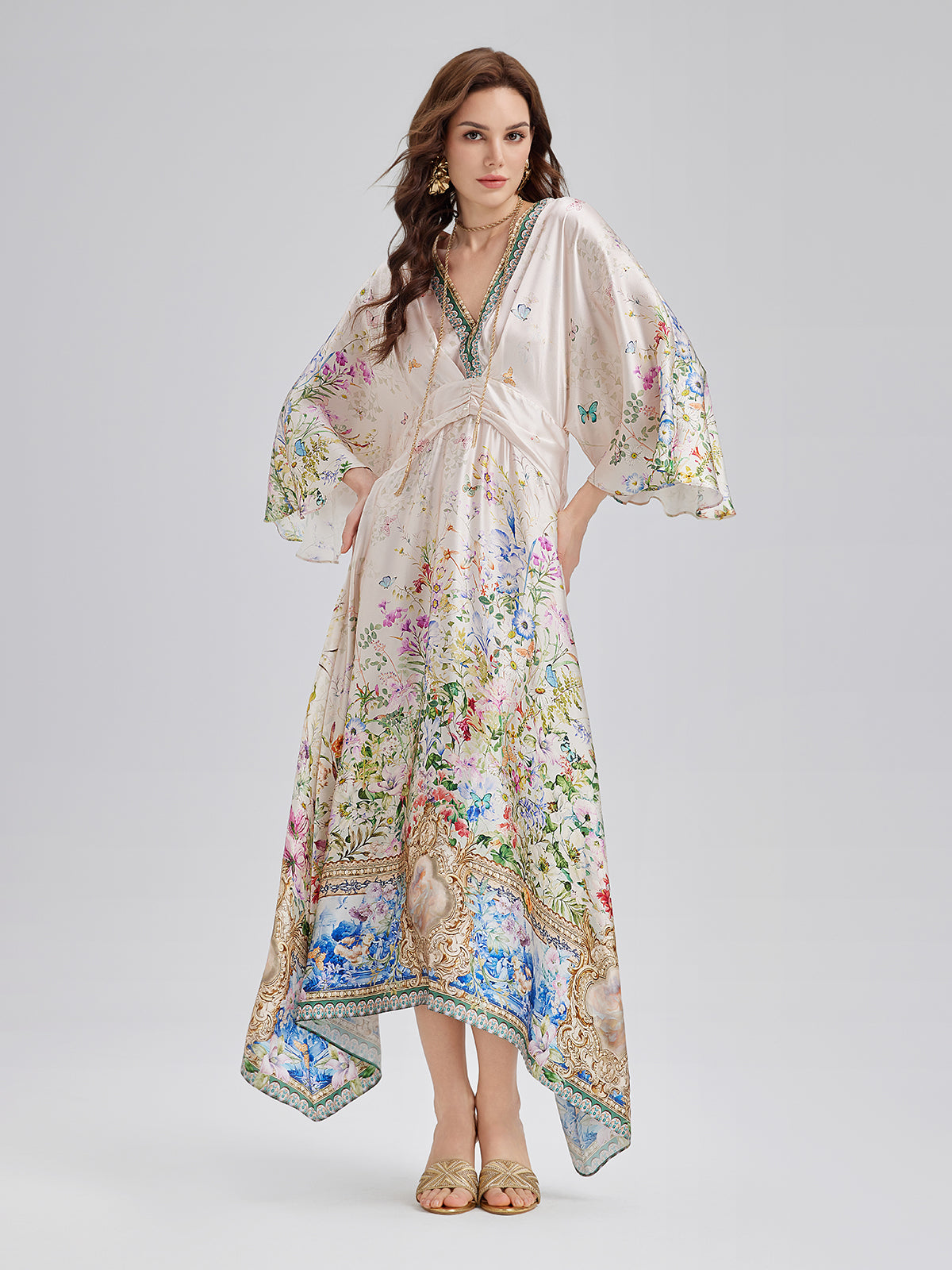 Silk Satin V-Neck Dress