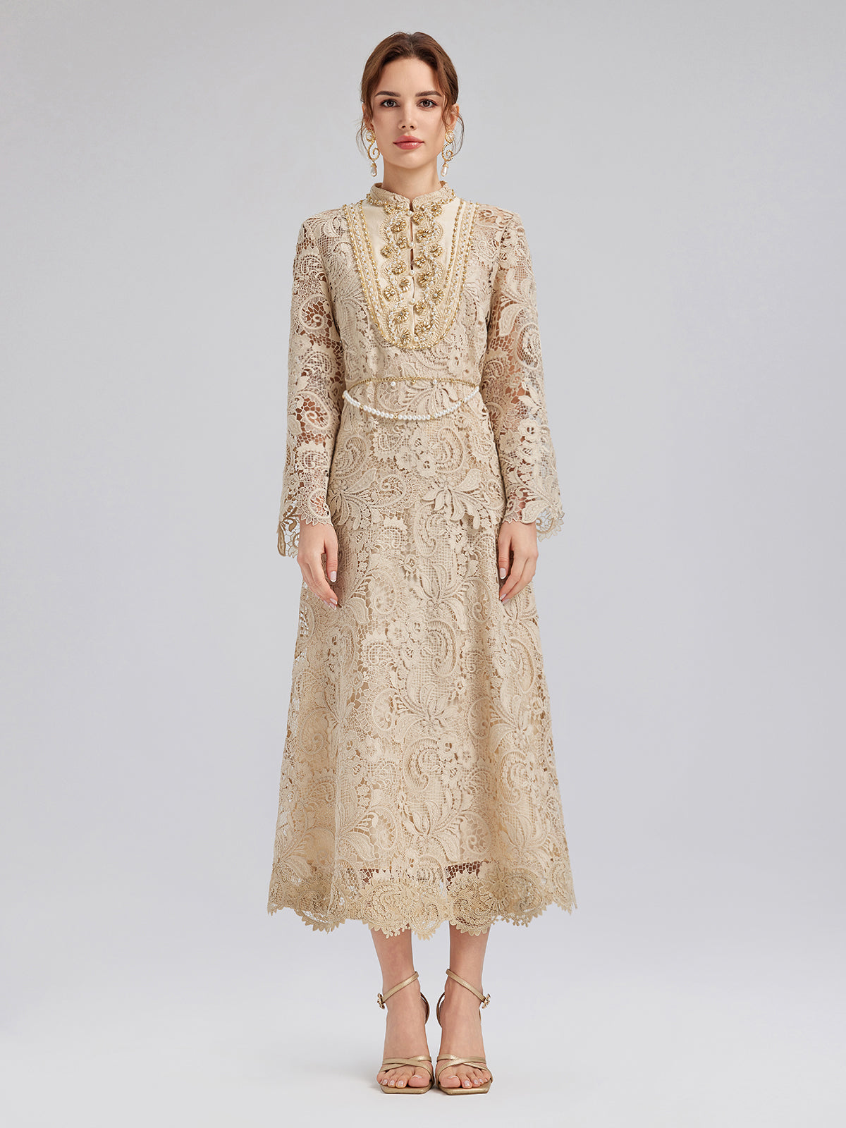 Baroque Guipure Lace A-Line Skirt