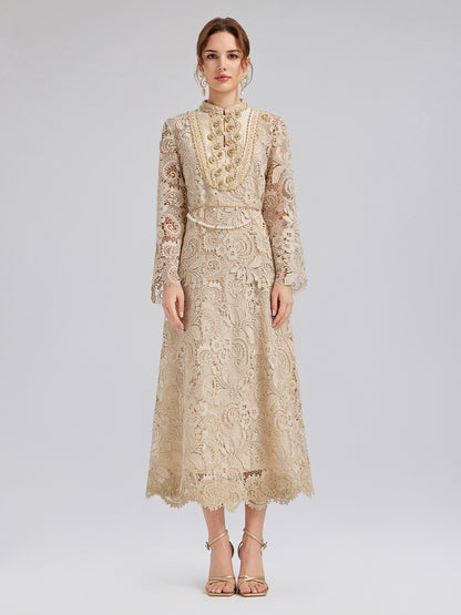 Baroque Guipure Lace A-Line Skirt